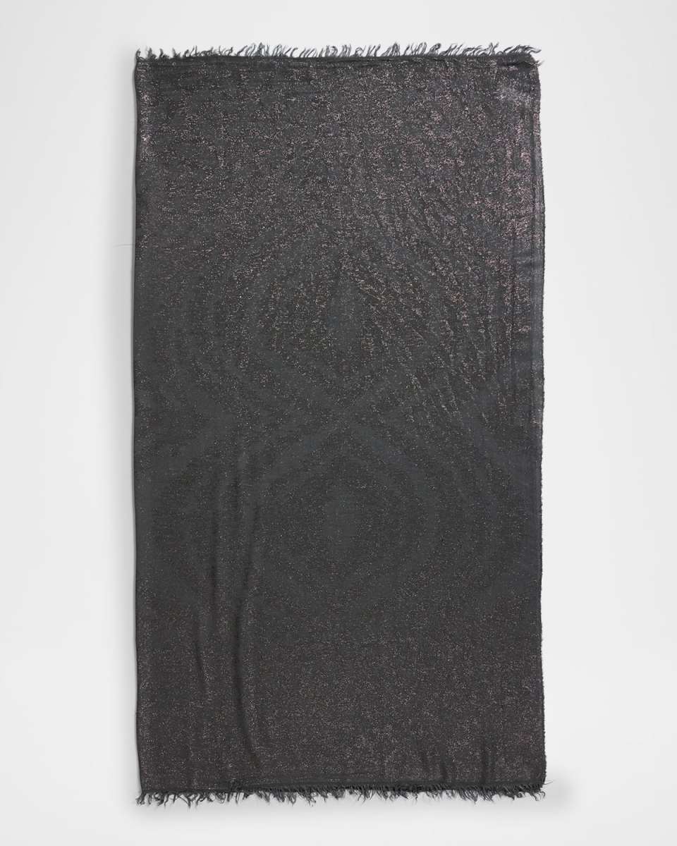 Fringe-Trim Shimmer Jacquard Scarf